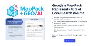 Infographic showing that Google Map Pack represents 40 percent of local search volume, with supporting local search statistics