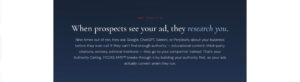 Quote card reading When prospects see your ad, they research you